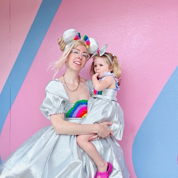 New York Couture One of a Kind Girls Kids 80'S RETRO SILVER REMAKE Dress - Picture 6 of 10